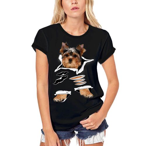 Femme Tee-Shirt Bio Yorkshire Terrier - Chien Mignon Et Drôle - Yorkshire Terrier - Cute Funny Dog - T-Shirt Graphique Éco-Responsable Vintage Cadeau Nouveauté