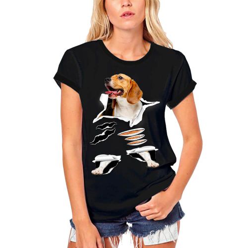 Femme Tee-Shirt Bio Chien Beagle - Beagle Dog - T-Shirt Graphique Éco-Responsable Vintage Cadeau Nouveauté
