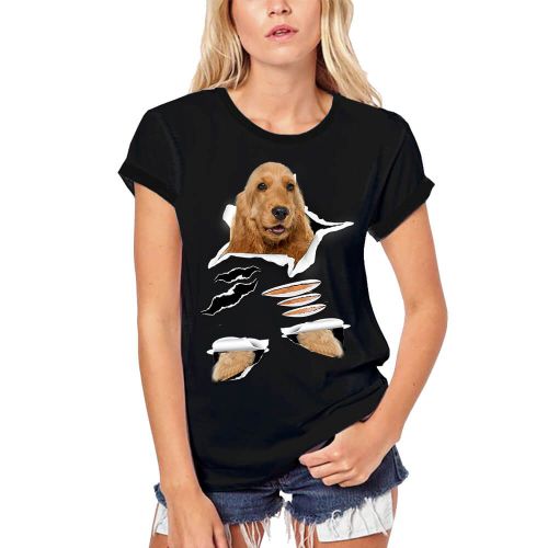 Femme Tee-Shirt Bio Chien Cocker Anglais - English Cocker Spaniel Dog - T-Shirt Graphique Éco-Responsable Vintage Cadeau Nouveauté