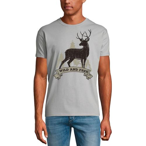 Homme Tee-Shirt Sauvage Et Libre - Cerf Animal - Wild And Free - Animal Deer - T-Shirt Graphique Éco-Responsable Vintage Cadeau Nouveauté