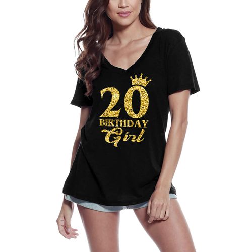 Femme Tee-Shirt Col V - 20 And Fabulous - Shirt For 20ths Novelty - 20 Ans T-Shirt Graphique Idée Cadeau 20e Anniversaire Vintage Année 2004 Nouveauté