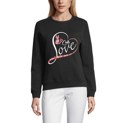 Femme Sweat-Shirt Imprimé Graphique Drôle D'amour De Chat - Mignon Petit Chat Amoureux - Funny Cats Love - Cute Kitty Cat Lover - Sweatshirt Éco-Responsable Vintage Cadeau Nouveauté
