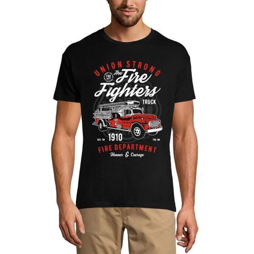 Homme Tee-Shirt Un Service De Pompiers Fort De L'union - Honneur Et Courage - Union Strong Fire Fighter Department - Honour And Courage - T-Shirt Graphique Éco-Responsable Vintage Cadeau Nouveauté