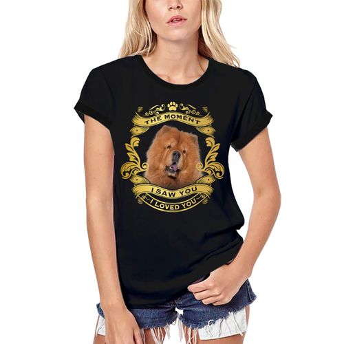 Femme Tee-Shirt Bio Chow Chow Dog - Moment I Saw You I Loved You Chiot - Chow Chow Dog - Moment I Saw You I Loved You Puppy - T-Shirt Graphique Éco-Responsable Vintage Cadeau Nouveauté