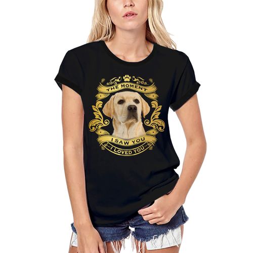 Femme Tee-Shirt Bio Chien Labrador - Moment I Saw You I Loved You Chiot - Labrador Dog - Moment I Saw You I Loved You Puppy - T-Shirt Graphique Éco-Responsable Vintage Cadeau Nouveauté
