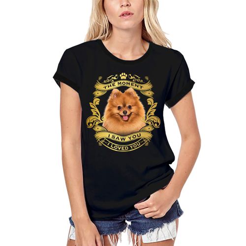 Femme Tee-Shirt Bio Chien Caniche - Moment I Saw You I Loved You Chiot - Poodle Dog - Moment I Saw You I Loved You Puppy - T-Shirt Graphique Éco-Responsable Vintage Cadeau Nouveauté