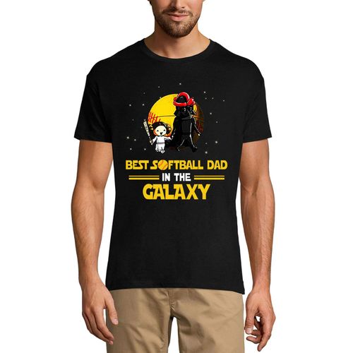 Homme Tee-Shirt Le Meilleur Père De Softball De La Galaxie - Le Temps De La Famille - Best Softball Dad In The Galaxy - Family Time - T-Shirt Graphique Éco-Responsable Vintage Cadeau Nouveauté