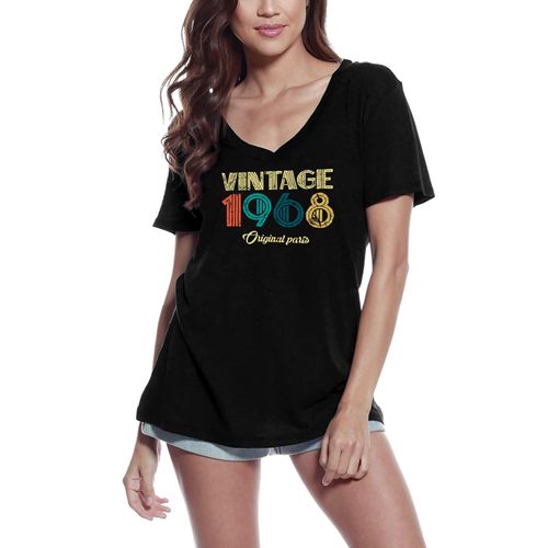 Femme Tee-Shirt Col V Pièces D'origine Vintage 1968 - Vintage 1968 Original Parts - 56 Ans T-Shirt Graphique Idée Cadeau 56e Anniversaire Vintage Année 1968 Nouveauté