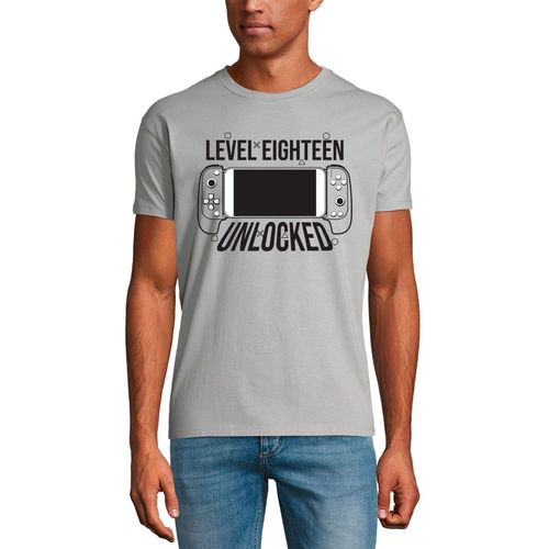 Homme Tee-Shirt Niveau 18 Débloqué - Level 18 Unlocked - 18 Ans T-Shirt Graphique Idée Cadeau 18e Anniversaire Vintage Année 2006 Nouveauté