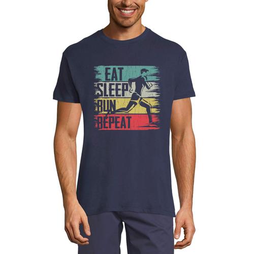 Homme Tee-Shirt Manger Dormir Courir Répéter - Coureur - Eat Sleep Run Repeat - Runner - T-Shirt Graphique Éco-Responsable Vintage Cadeau Nouveauté