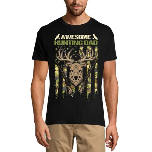 Homme Tee-Shirt Super Papa Chasseur - Chasseur De Cerfs - Awesome Hunting Dad - Deer Hunter - T-Shirt Graphique Éco-Responsable Vintage Cadeau Nouveauté