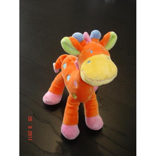 Peluche Girafe Orange Tâchée - Mots D'enfants / Siplec - Environ 27cm De Haut