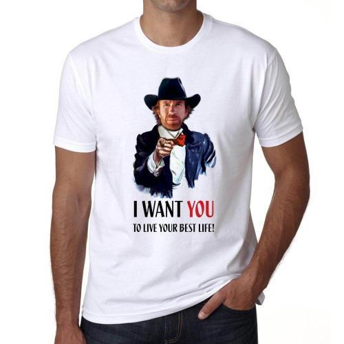 Homme Tee-Shirt Chuck Norris Vous Veut - Chuck Norris Wants You - T-Shirt Graphique Éco-Responsable Vintage Cadeau Nouveauté