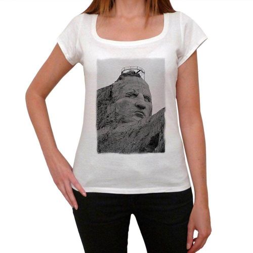 Femme Tee-Shirt Monument Du Cheval Fou 1 - Crazy Horse Monument 1 - T-Shirt Graphique Éco-Responsable Vintage Cadeau Nouveauté
