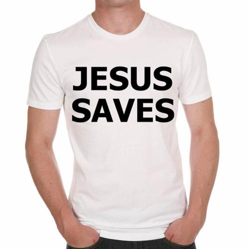 Homme Tee-Shirt Jésus Sauve - Jesus Saves - T-Shirt Graphique Éco-Responsable Vintage Cadeau Nouveauté