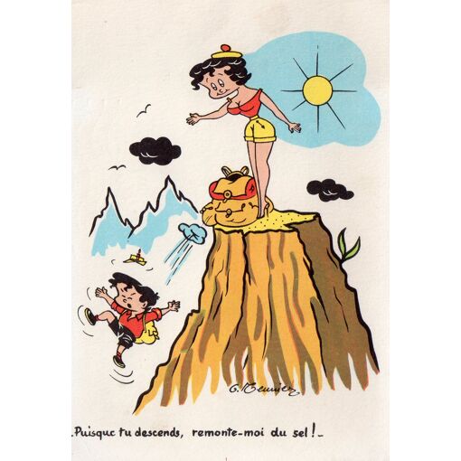 Carte Postale Humour Illustrateur G Meunier Couple Remonte Moi Du Sel Rakuten