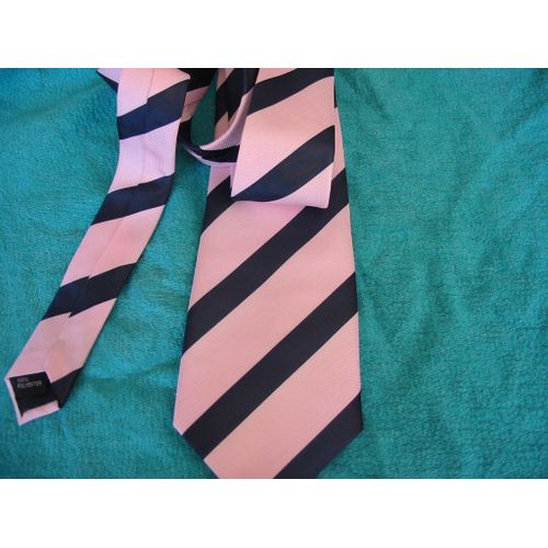 Cravate Rayee Rose Et Marine - 100% Polyester - Sans Marque