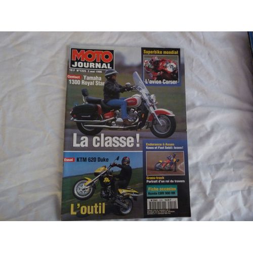 Moto Journal  N° 1229 : Yamaha 1300 Royal Star; Superbike Mondial: L'avion Corser; Ktm 620 Duke