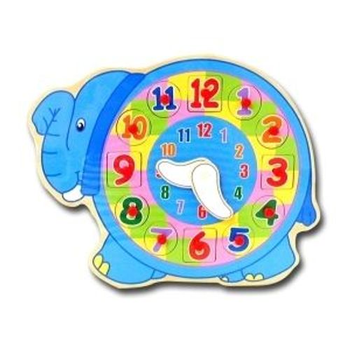 Puzzle Horloge Éléphant En Bois