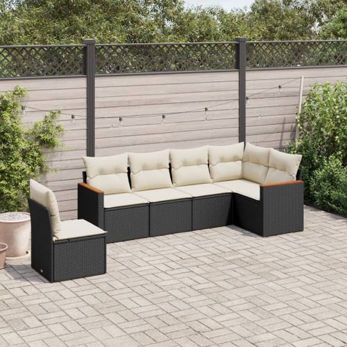 Vidaxl Salon De Jardin 6 Pcs Avec Coussins Noir Résine Tressée