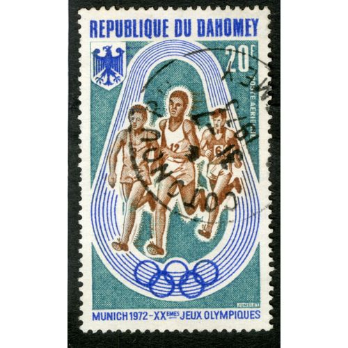 Timbre Oblitéré République Du Dahomay, Munich 1972, Xx Emes Jeux Olympiques, Poste Aérienne, 20 F