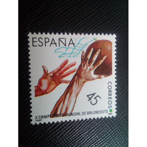 Timbre Espagne Y T 2457 Championnats Du Monde De Basket-Ball 1986 ( 010308 )