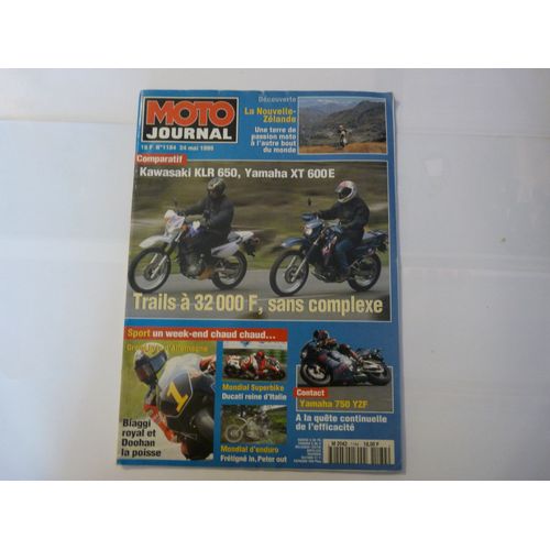 Moto Journal  N° 1184 : Kawasaki Klr 650, Yamaha Xt 600e, Yamaha 750 Yzf, Grand Prix D'allemagne, Mondial Superbike