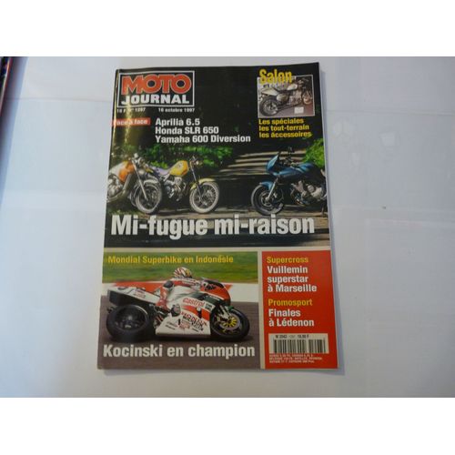 Moto Journal  N° 1297 : Aprilia 6.5; Honda Slr 650; Yamaha 600 Diversion; Mondial Superbike En Indonesie;Supercross: Vuillemin Superstar A Marseille