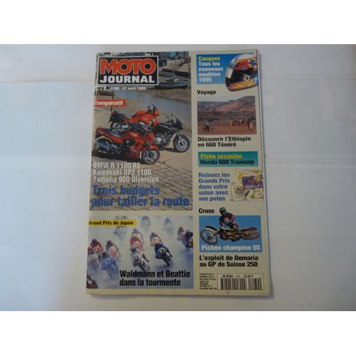Moto Journal  N° 1180 : Comparatif: Bmw R 1100 Rs,Kawasaki Gpz 1100, Yamaha 900 Diversion; Pichon Champion Us;Grand Prix Du Japon: Waldmann Et Beattie Dans La Tourmente; Honda 600 Transalp