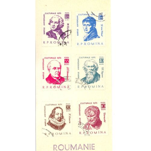 Timbres Personnages Illustres . Roumanie  .1961