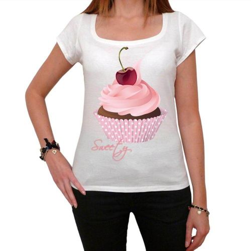 Femme Tee-Shirt Cupcake Rose Cerise - Cupcake Pink Cherry - T-Shirt Graphique Éco-Responsable Vintage Cadeau Nouveauté