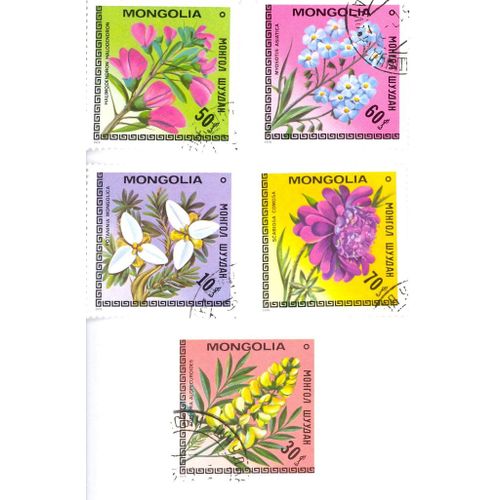 Timbres Fleurs . Mongolie .1979