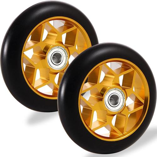 Paire De Roues De Trottinette 110mm, 2 Pcs Scooter Replacement Wheels Avec Abec-9 Roulements. Compatible Avec Land Surfer/Prodigy/Apollo/Jd Bug, Pour Trottinette Freestyle Classique Pro Stunt Scooter