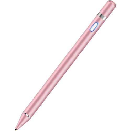 Stylet capacitif pour iPad, stylet num¿¿rique rechargeable ¿¿ pointe fine de 1,5 mm compatible avec iPhone/iPad/iPad Pro/Samsung Android/iOS et tous les autres appareils ¿¿ ¿¿cran tactile (or rose)