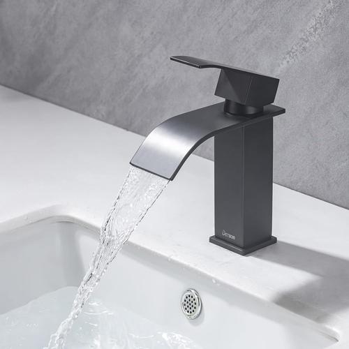 Robinet de salle de bain noir Robinet de lavabo, mis ¿¿ jour Robinet de lavabo cascade pour salle de bain, mitigeur lavabo monocommande cascade