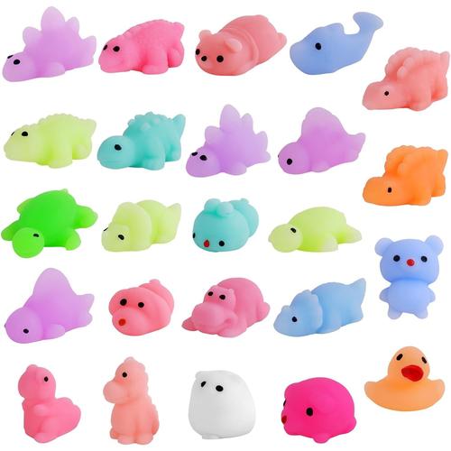 Mochi Squishy Toys, 24pcs Squishies Jouet, Mini Kawaii Dinosaure/Licorne/Animal Style Doux Squeeze Anti-Stress Jouets Pour F¿¿Te D'anniversaire Faveurs Oeufs De Paques(24 X Animal Mixte)