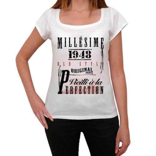 Femme Tee-Shirt Vieillie À La Perfection Millésime 1948 76 Ans T-Shirt Graphique Idée Cadeau 76e Anniversaire Vintage Année 1948 Nouveauté