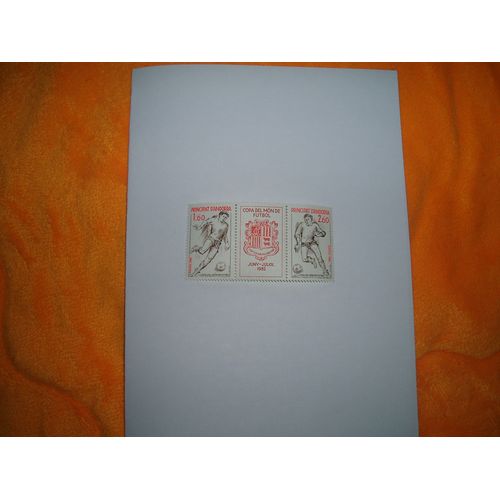 Timbre Triptyque Andorre Neuf Coupe Du Monde De Football Yvert Tellier 302a Annee 1982