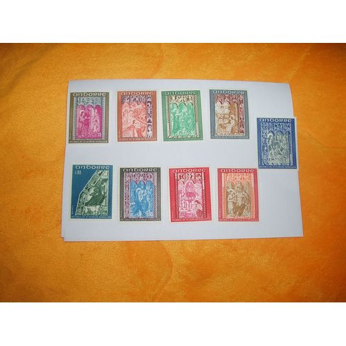 Lot De 9 Timbres Neufs Andorre Retable De St Jean De Caselles Yt 198/199/200/214/215/216/221/222/223