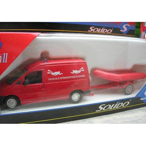 Solido 1/43 Metal Pompier Peugeot Expert +Zodiac 3138-Solido