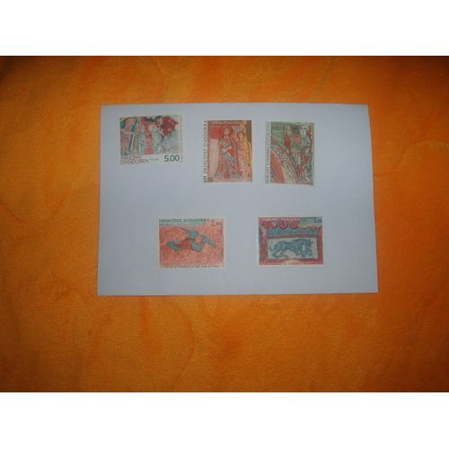 Lot De 5 Timbres Neufs Andorre Fresque Et Peinture Yt 290/305/334/344/375 Annee 1980/1982/1984/1985/1988