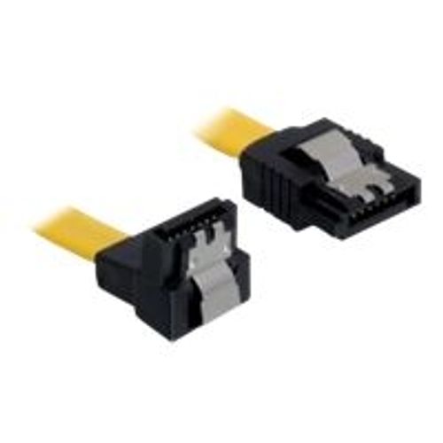 Delock Cable SATA - Câble SATA - Serial ATA 150/300/600 - SATA (F) pour SATA (F) - 50 cm - connecteur à angle vers le bas, verrouillé, connecteur droite - jaune