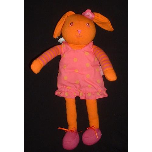 Babicorolle Lapin Orange À Robe Rose À Pois Avec Son Grelot