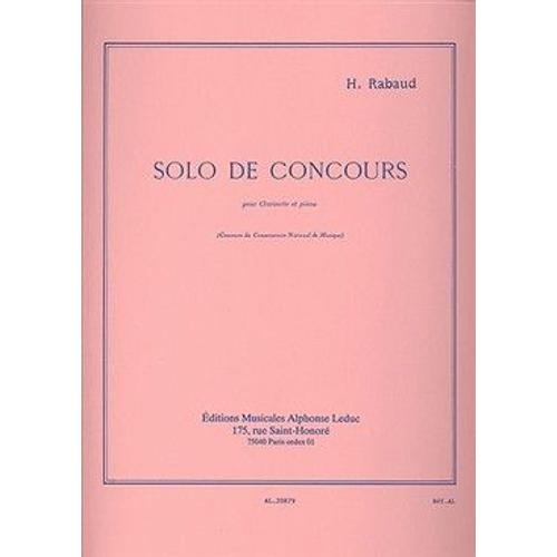 Solo De Concours Opus 10 Clarinette Et Piano