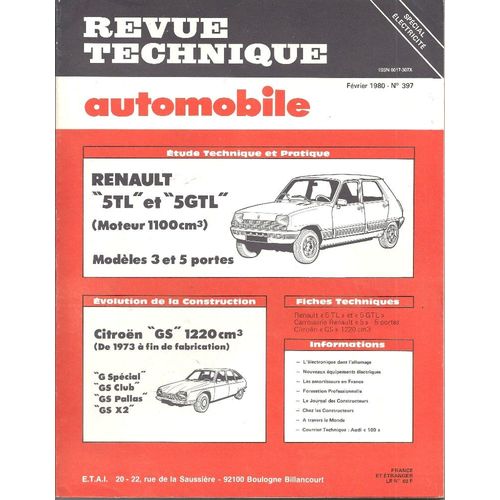Rta 397 - Renault R5tl, R5gtl - Evolution Citroën Gs 1220 Cm3 - Fév 1980