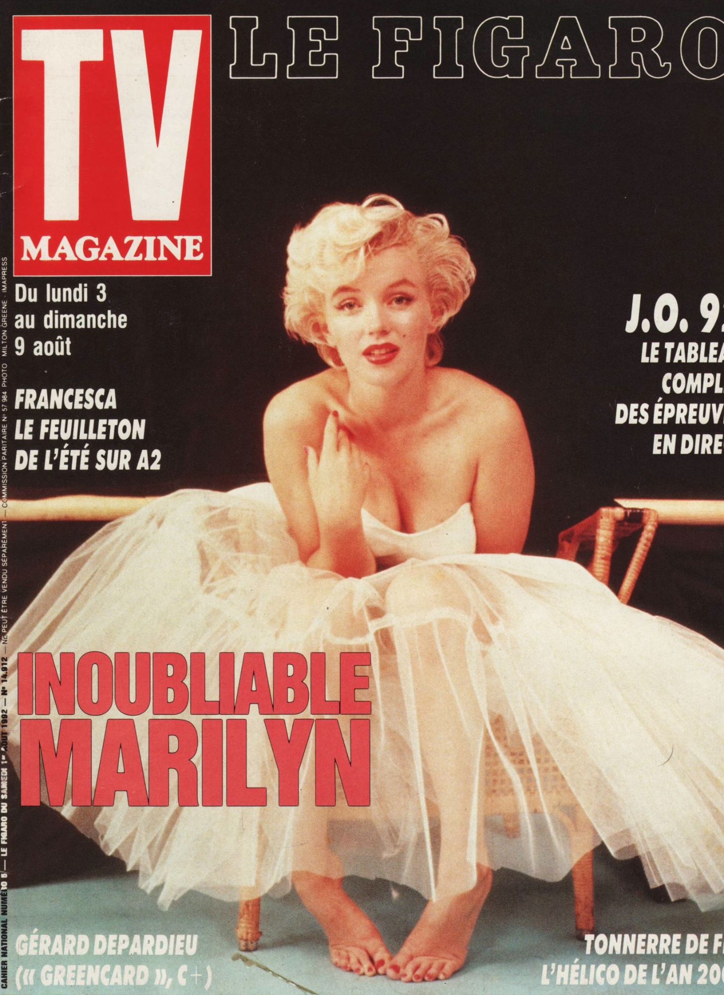 le figaro tv magazine  01-08-1992 n°14912 : marilyn monroe (2p) - sandrine  caron (12p) | Rakuten