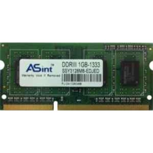 ASint - Mémoire - 1 Go - DDR3 - PC3-10600 - 1333 MHz - SO DIMM 204 Broches - SSY3128M8-EDJED