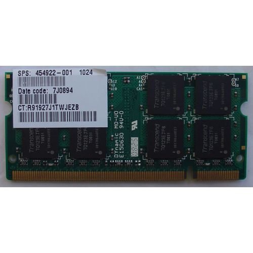 Transcend - Mémoire  1 Go - SO DIMM 200 broches - DDR2 - PC2-5300 667 MHz - CAS 5 - JM667QSJ-1G-E