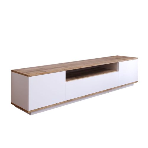 Meuble Tv Blanc Et Bois 180cm Tyro