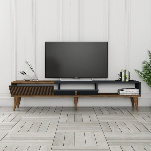 Meuble Tv Design Bois Et Anthracite 180 Cm Nola